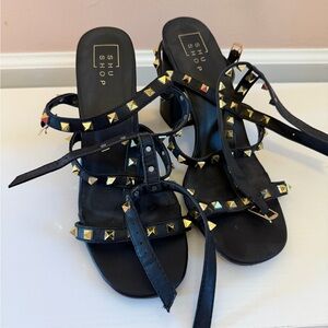 ShuShop Black and Gold Studded Heels